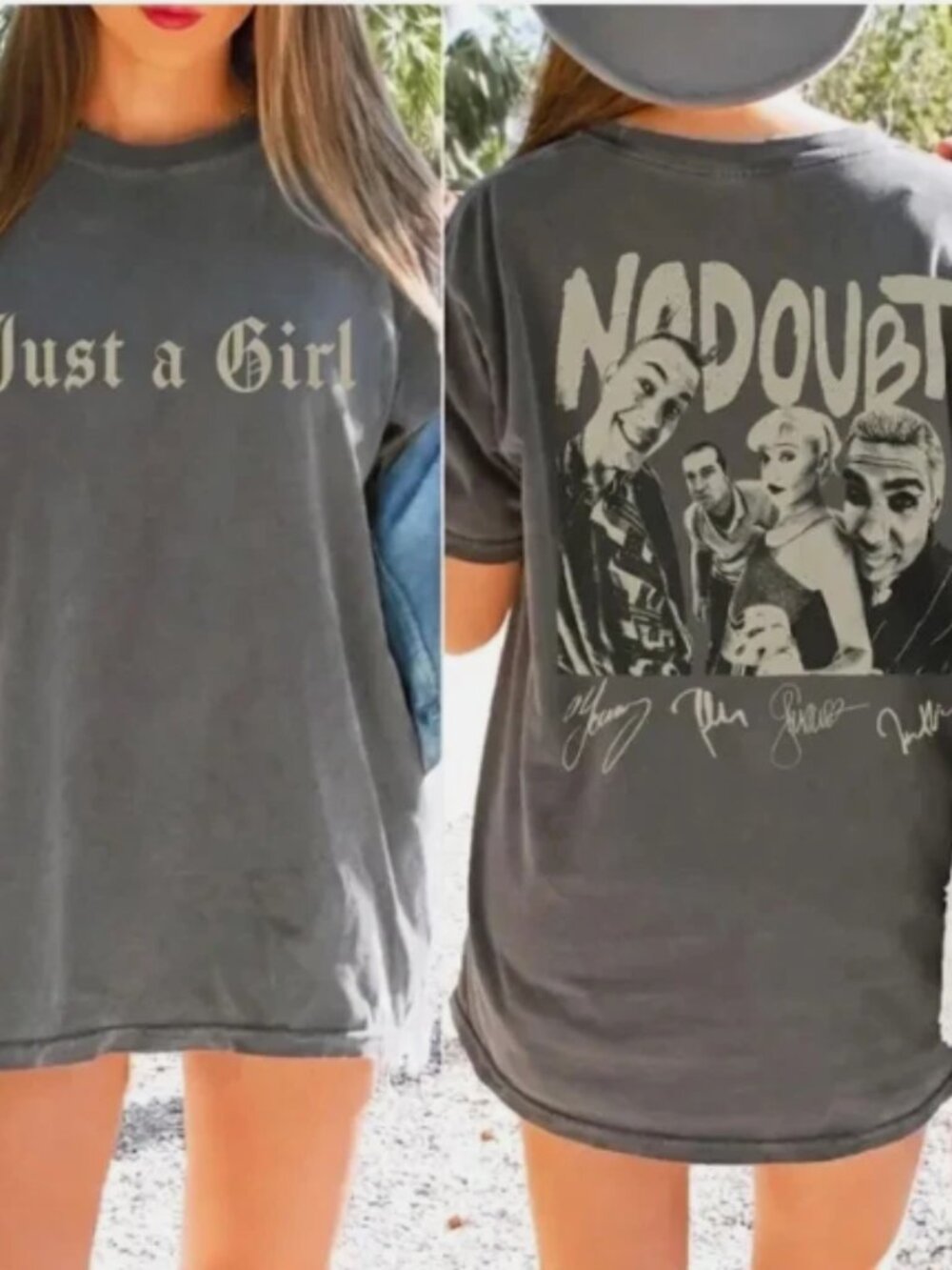 Vintage No Doubt Just A Girl Band Graphic Charcoal T-Shirt